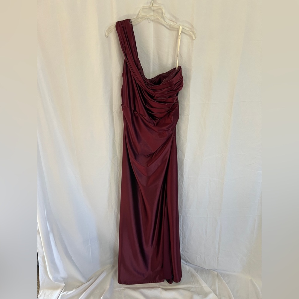 Signature One Shoulder Wine Dress